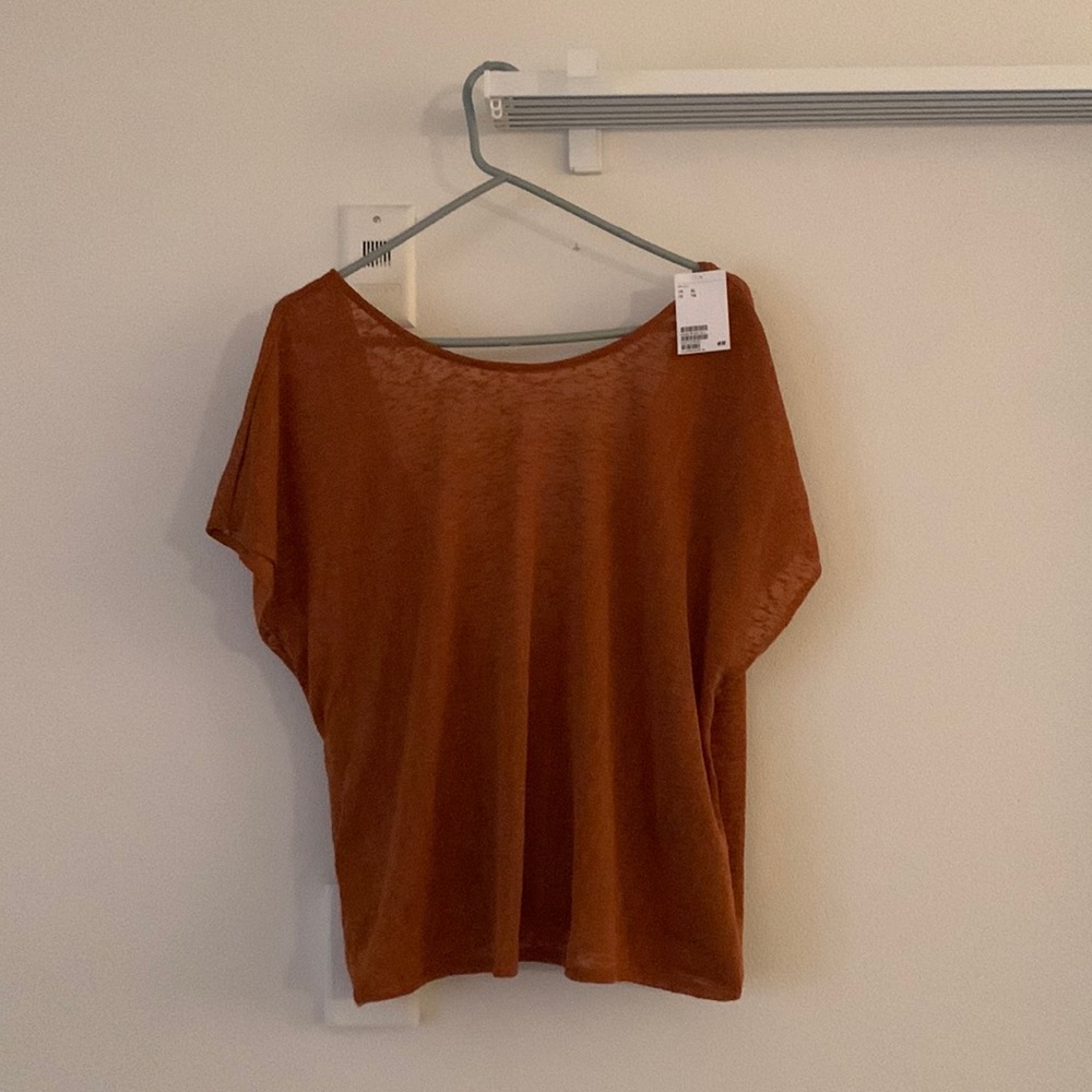 H&M Burnt Orange Linen Cross back Top